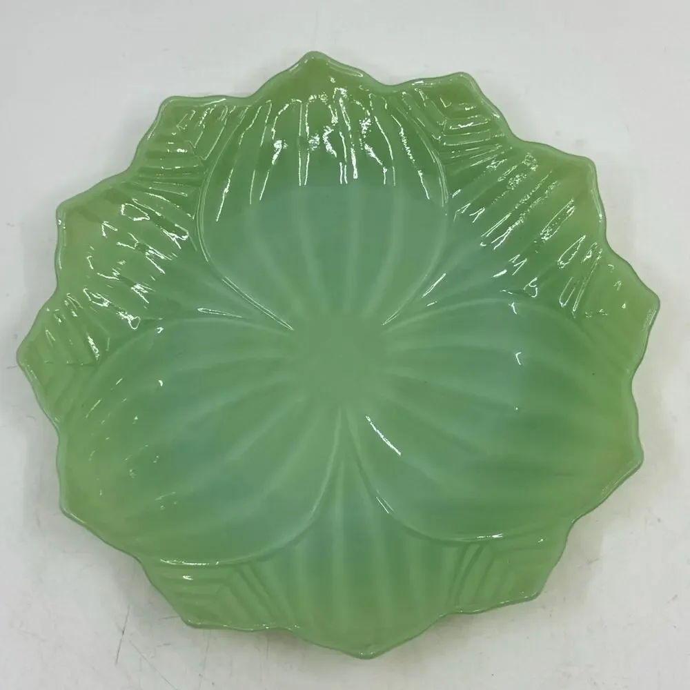 Copied - Vintage FIRE KING Milk Glass Jadeite Lotus Plate